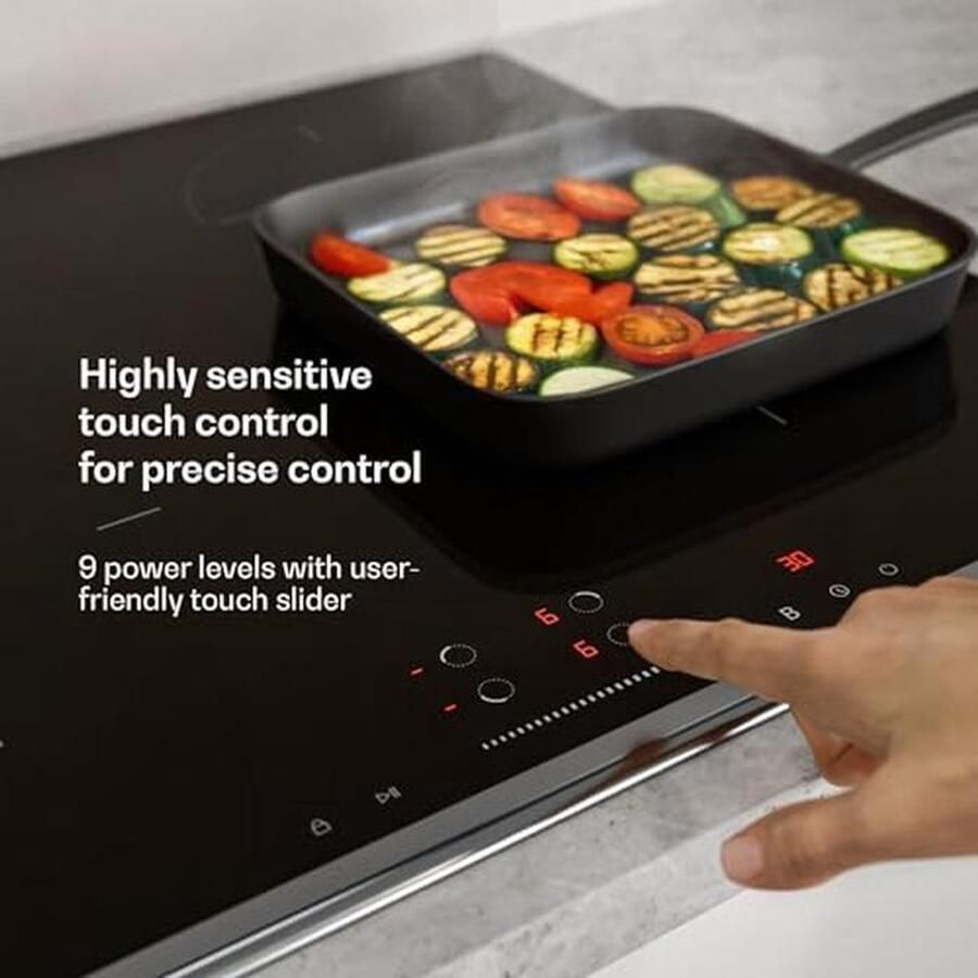 Inductiekookplaat 60 cm met 4 kookzones 7400 W Boost Touch Slider en Timer