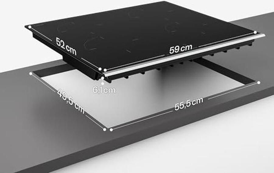 Inductiekookplaat 60 cm met 4 kookzones 7400 W Boost Touch Slider en Timer - Foto 2