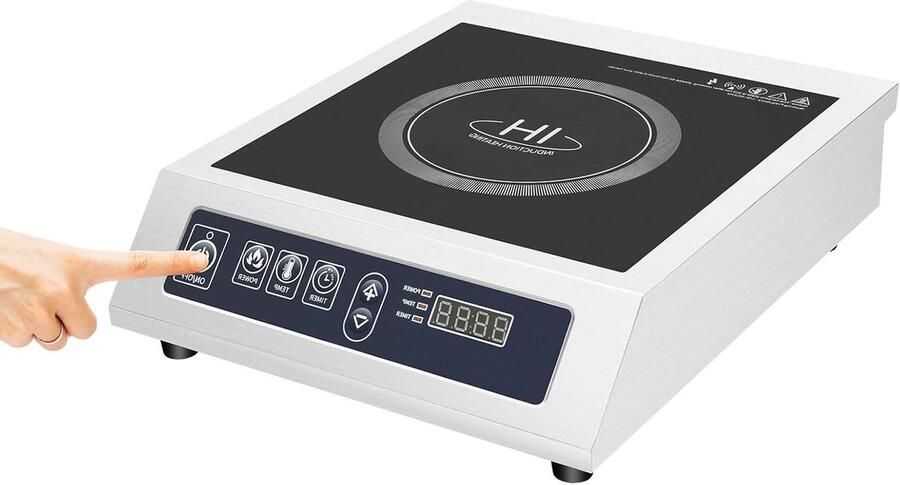 Inductiekookplaat Aanrecht kookplaat Professioneel koken 11 standen timer 35 cm diep Zilver blauw zwart