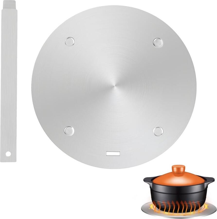 Inductiekookplaat Adapterplaat 20cm van RVS Geschikt voor Pannen Warmteverspreider en Converter voor Inductiekoken