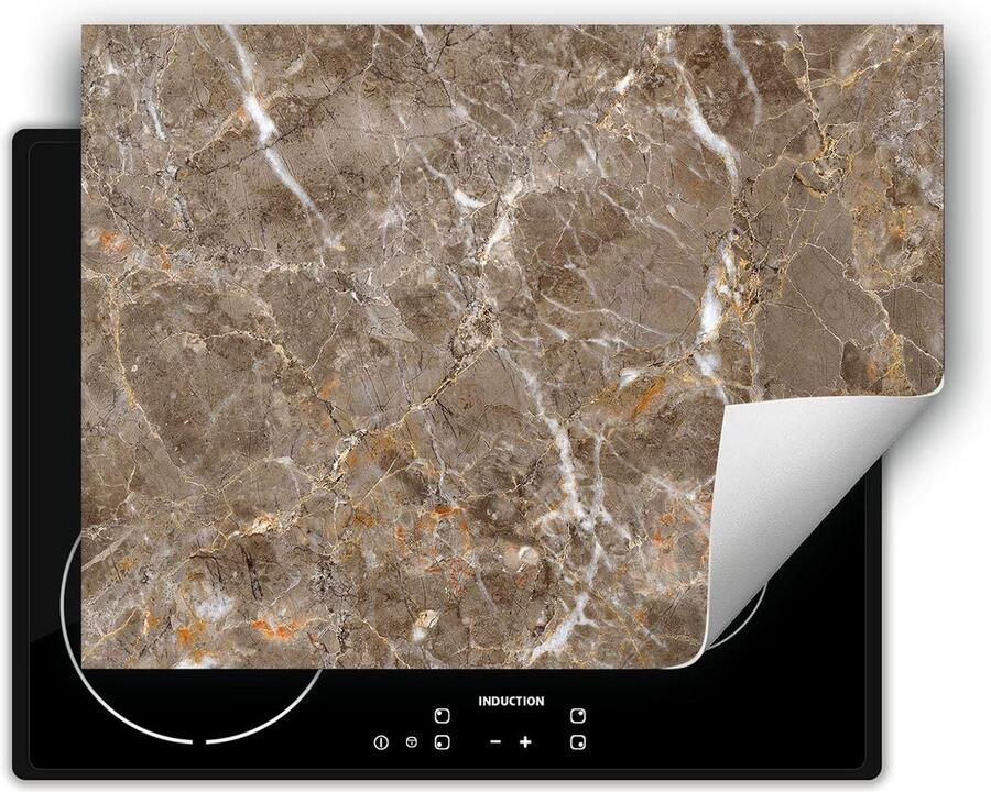 Inductiekookplaat Beschermer 80x52cm Hittebestendige Onderlegger Marmer Grijs