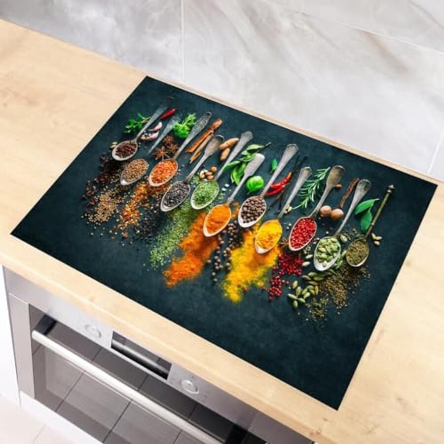 Inductiekookplaat Beschermer Anti Slip Mat voor Keuken 60x52 cm Luxe Kruidenspecerij Afdekplaat