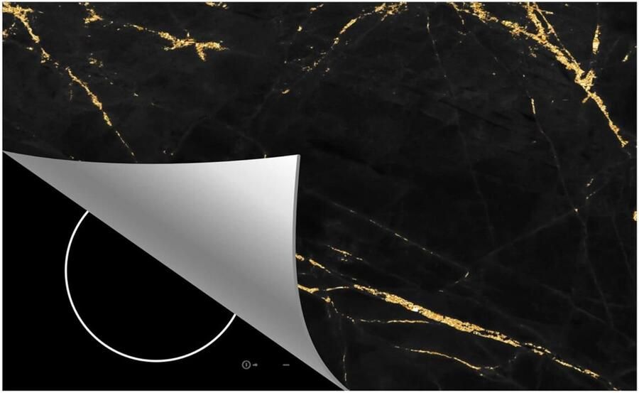 Luxe Inductiebeschermer Marmer Zwart Goud voor Kookplaat (78x52 cm)
