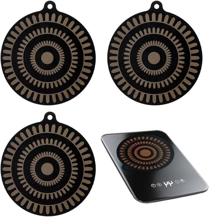 Inductiekookplaat Beschermers Kookplaathoes Mat Veilig Koken Thermochrome Kleurindicatie 24 cm Zwart