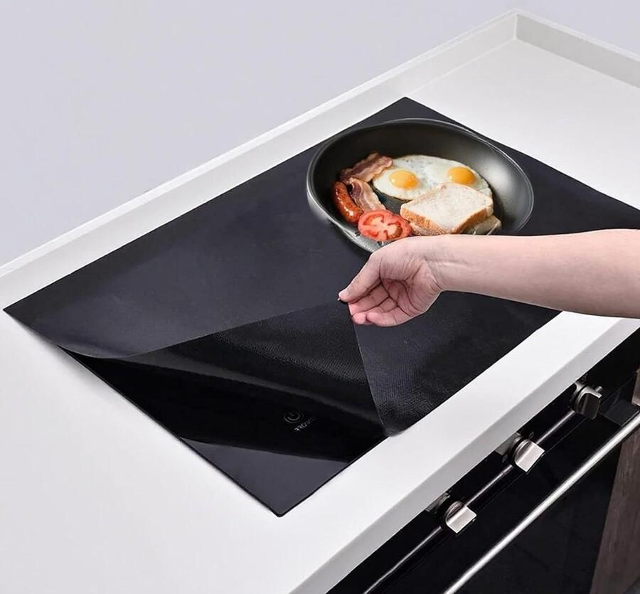 Inductiekookplaat Bescherming Kookplaatmat Siliconen Koken Beschermen Hittebestendig Antislip 54 x 90 cm Zwart
