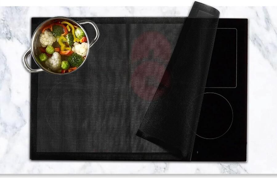 Inductiekookplaat bescherming mat van antislip silicone 52 x 78 cm voor kraspreventie en hittebestendigheid