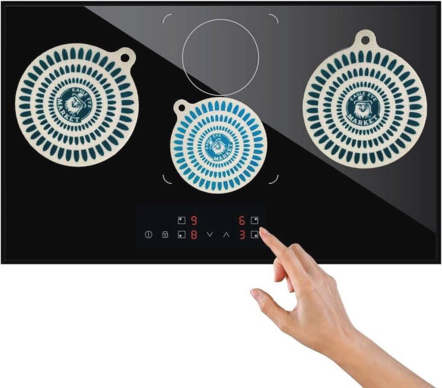 Inductiekookplaat Beschermingsmat met Kleurveranderend Effect Antislip en Krasbestendig Set van 4 Stukken (2x18cm en 2x22cm)