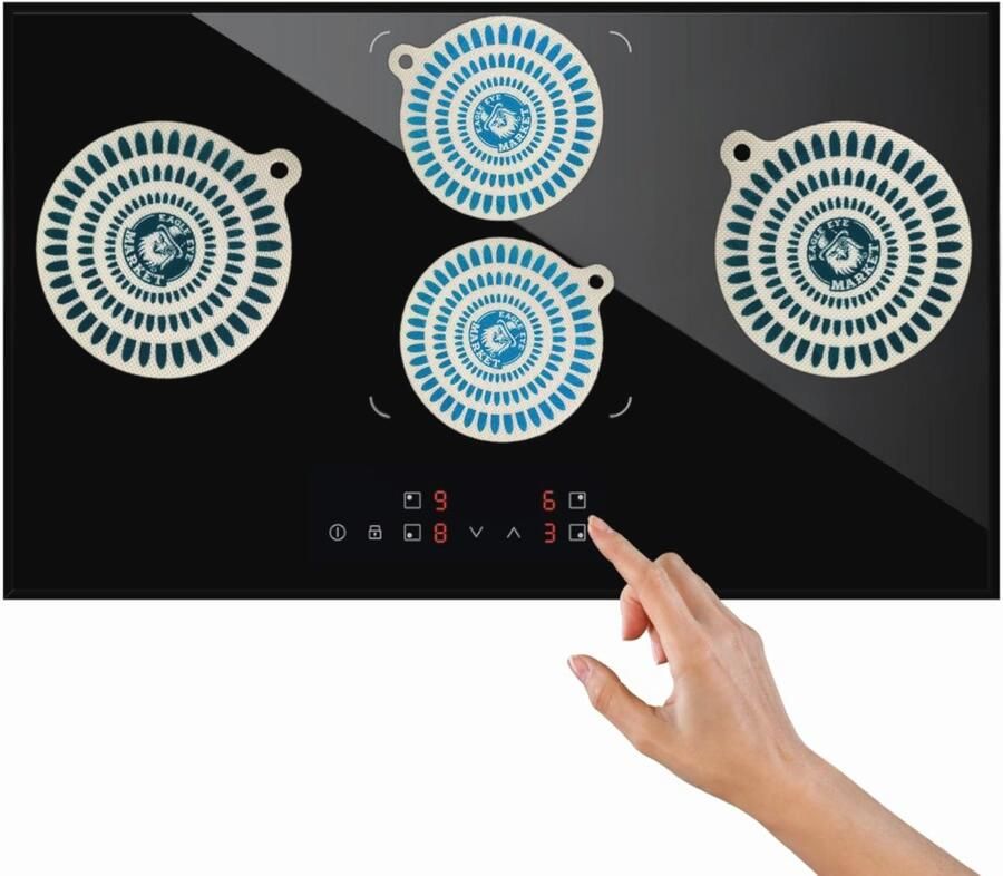 Inductiekookplaat Beschermmat Kleurverandering Effect Anti-Kras en Antislip Set van 4 Stukken 18cm en 22cm