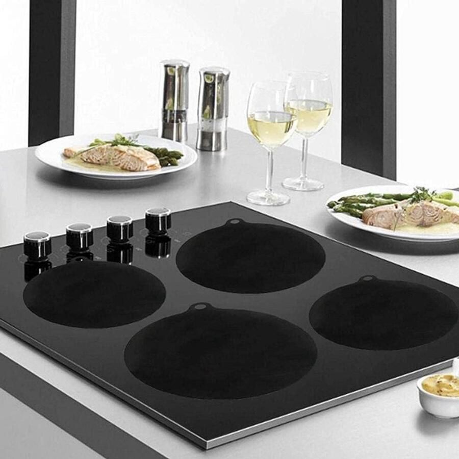 Inductiekookplaat Beschermmat Kookplaat Mat Kookplaat Beschermen Hoge Temperatuurbestendig 22 cm Diameter Zwart