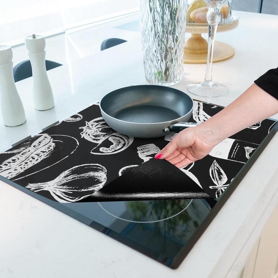 Inductiekookplaat Beschermmat Kookplaathoes Siliconen Krasvrij Houden Antislip Oppervlak 61 x 53 cm Zwart