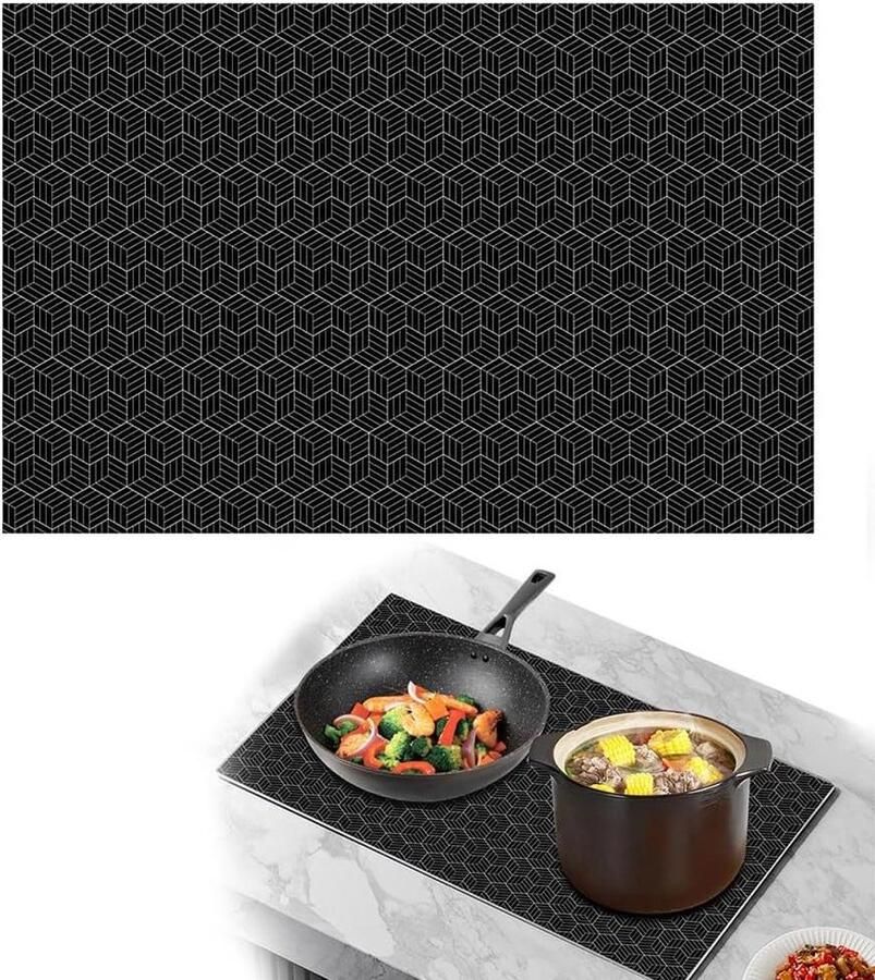 Inductiekookplaat Beschermmat Magnetische Kookplaatmat Krasvrije Kookplaat Hittebestendig Siliconen 78 x 52 cm Zwart