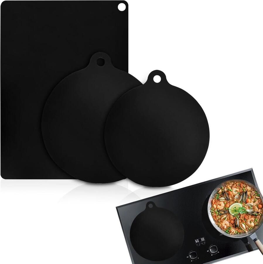 Inductiekookplaat Beschermmat Silicone Mat tot 300 °C Krasbestendig en Makkelijk Schoon te Maken (Set van 3)