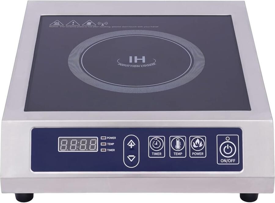 Inductie Kookplaat Draagbare Kookplaat Snel Koken Roestvrijstalen Behuizing 44.5 x 35.5 x 11 cm Grijs