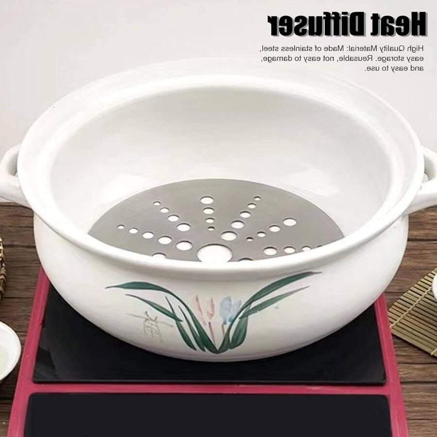 Inductiekookplaat Convertorschijf Warmteverspreiderplaat Adapterplaat Voor Gasfornuis en Glazen Kookplaat (7.09in) Roestvrijstalen