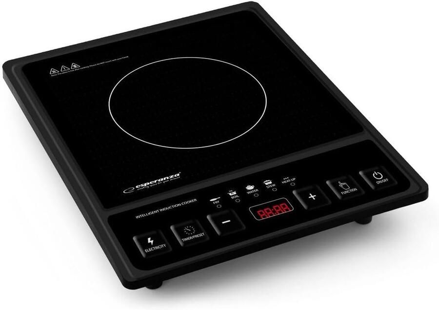 Inductiekookplaat Draagbaar Elektrisch Fornuis Snel Koken Automatische Pan Detectie 36x28x7 cm Zwart