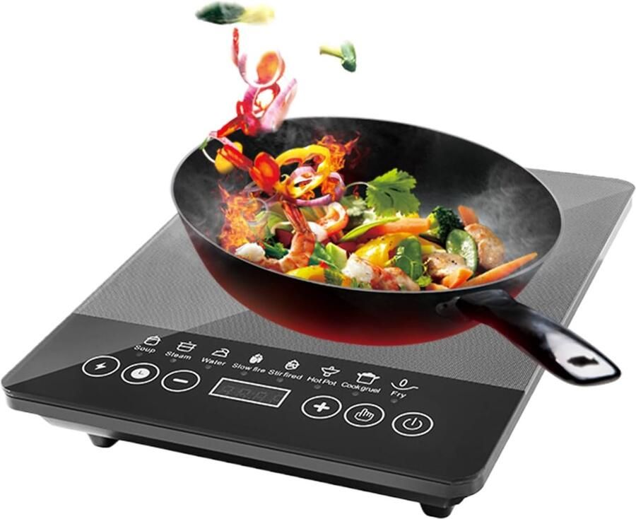 Draagbare kookplaat Elektrische brander Compact koken Wereldwijde spanningscompatibiliteit 31.9W x 9.4H cm Grijs