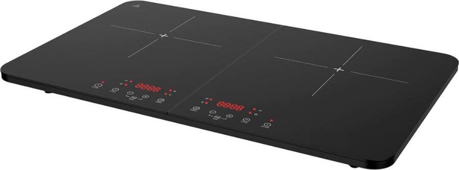 PEAM Inductiekookplaat Draagbare 2-Pits Inductiekookplaat met 3500 W Vermogen Timer en Geavanceerde Functies Ideaal voor Camping en Thuisgebruik