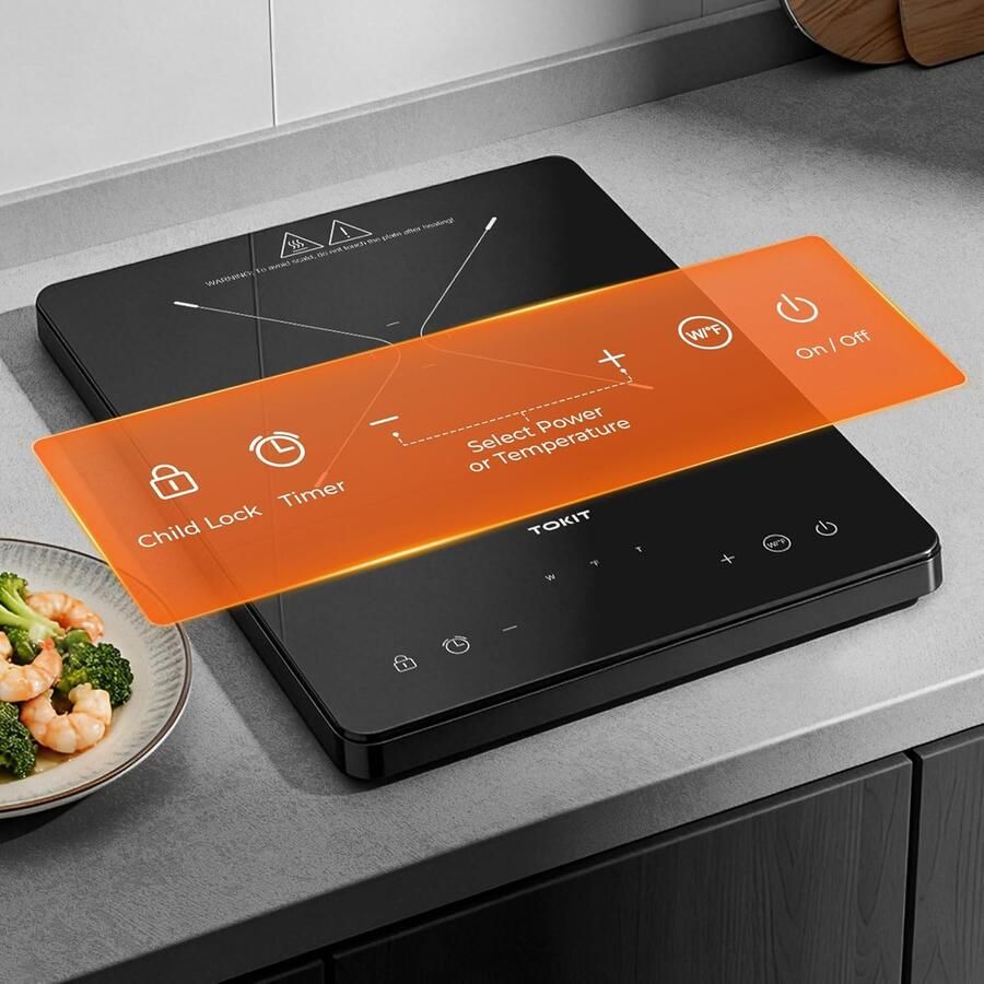 Inductiekookplaat Draagbare Kookplaat Snel Koken Ultradun Ontwerp 40 mm Hoogte Zwart
