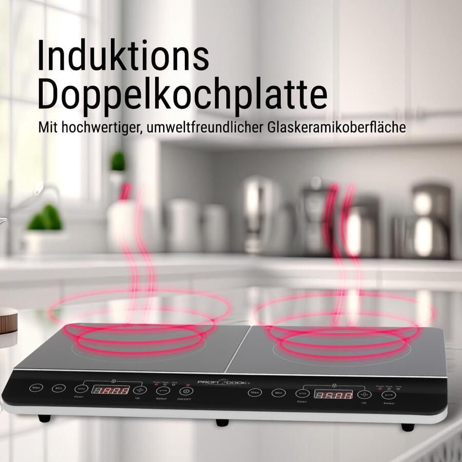Inductiekookplaat Dubbel Keramische Kookplaat Snel Koken Automatische Panherkenning 3500 Watt Zwart