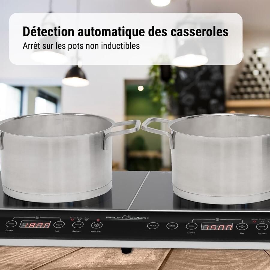 Inductiekookplaat Dubbel Kookplaat Glas Snel Koken Automatische Panherkenning 365 x 605 cm Zwart