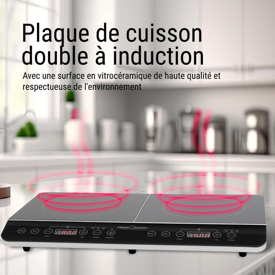 Inductie Kookplaat Dubbele Kookplaat Snel Koken ECO-Save Technologie 365 x 605 cm Zwart