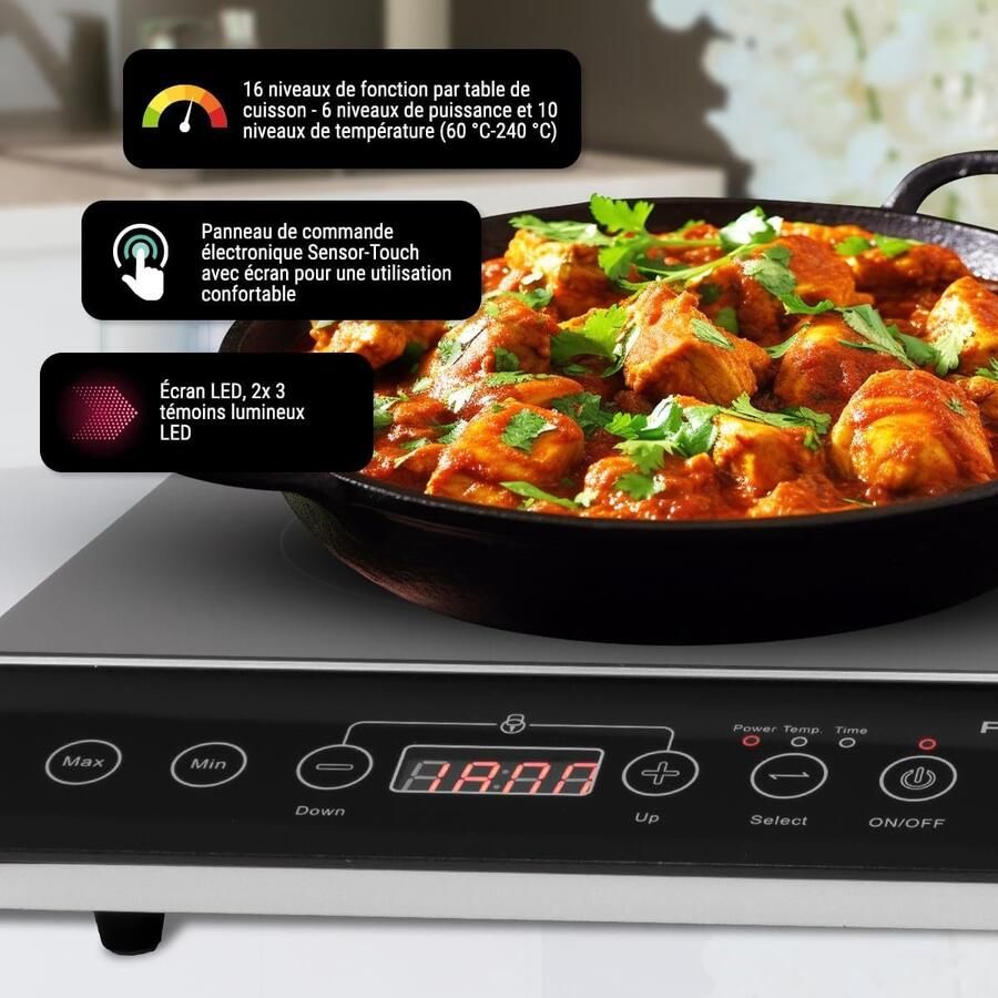 Inductiekookplaat Dubbel Kookplaat Glas Snel Koken ECO-Save Technologie 365 x 605 cm Zwart