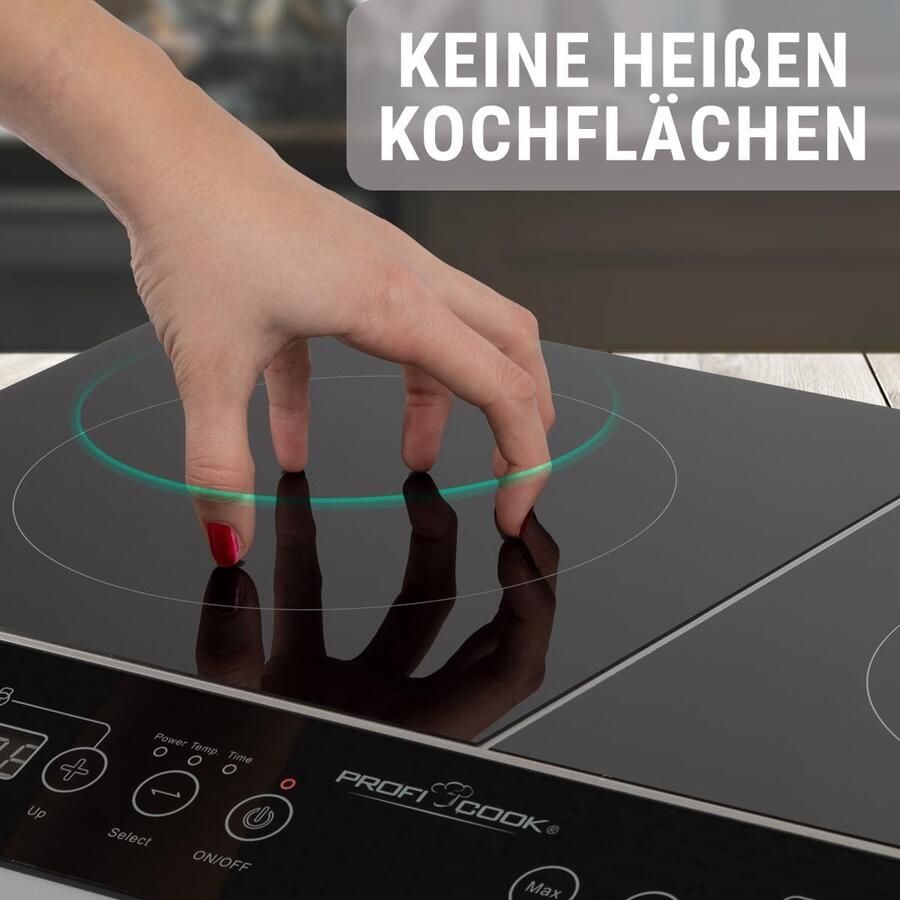 Inductiekookplaat Dubbel Kookplaat Keramiek Snel Koken Automatische Panherkenning 3500 Watt Zwart - Foto 2
