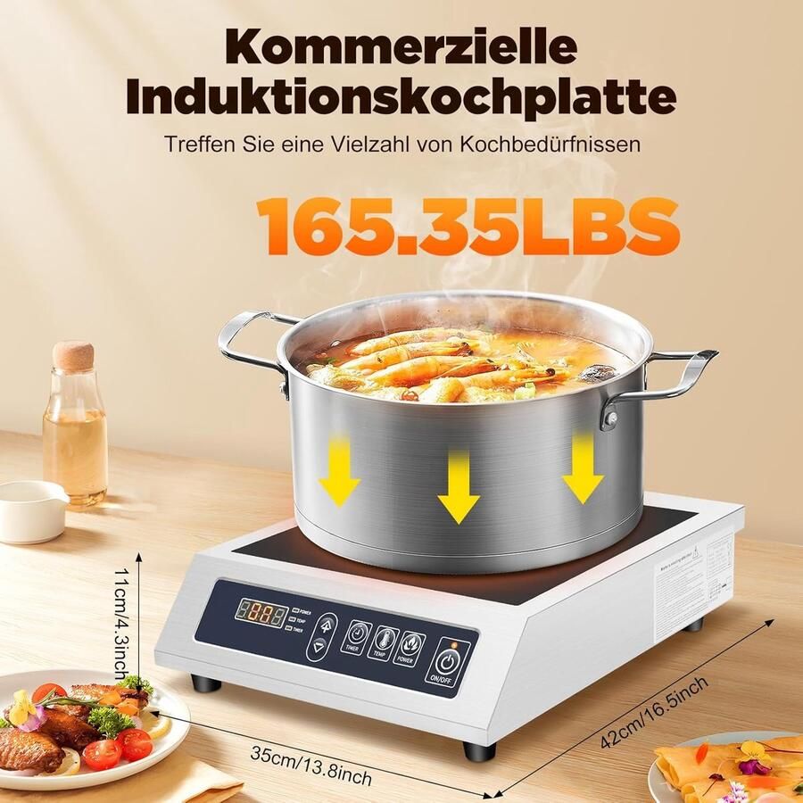 Inductiekookplaat Elektrisch fornuis Professioneel koken Snel en gelijkmatig 35 cm Zilver