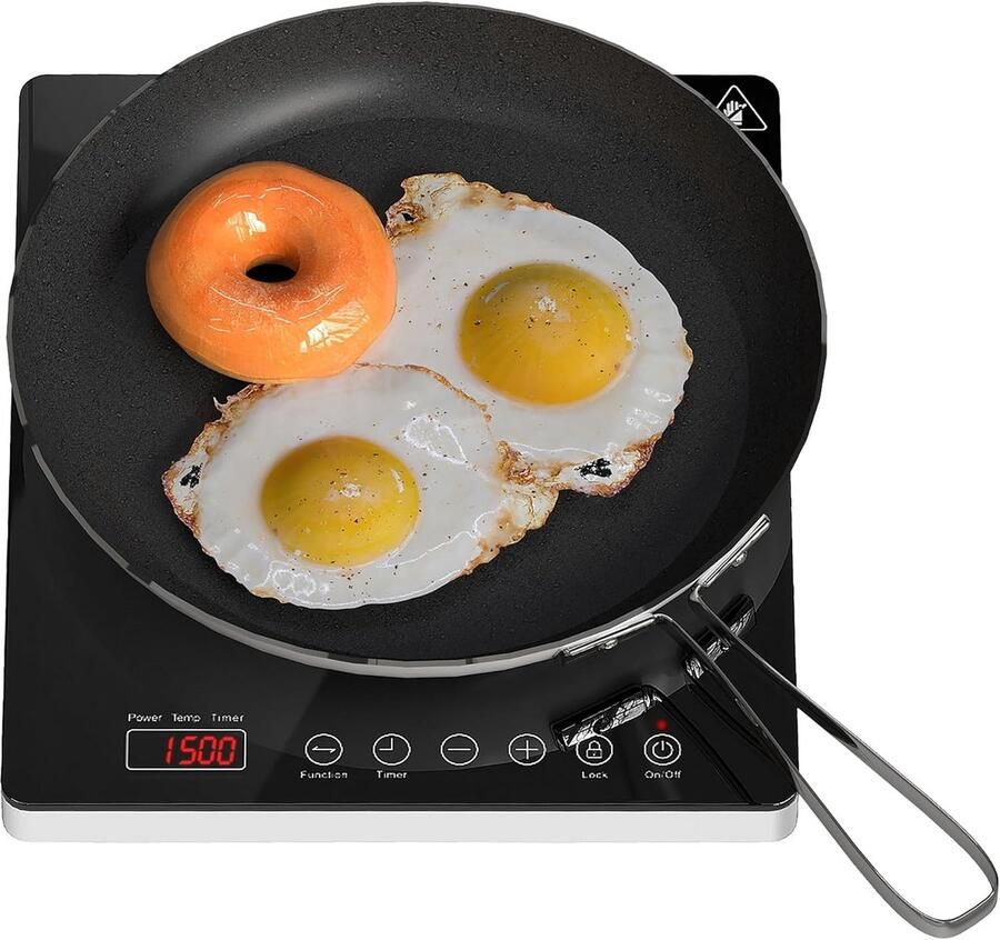 Inductiekookplaat Elektrisch fornuis Snel koken 10 temperatuurstanden 31 x 27 cm Zwart