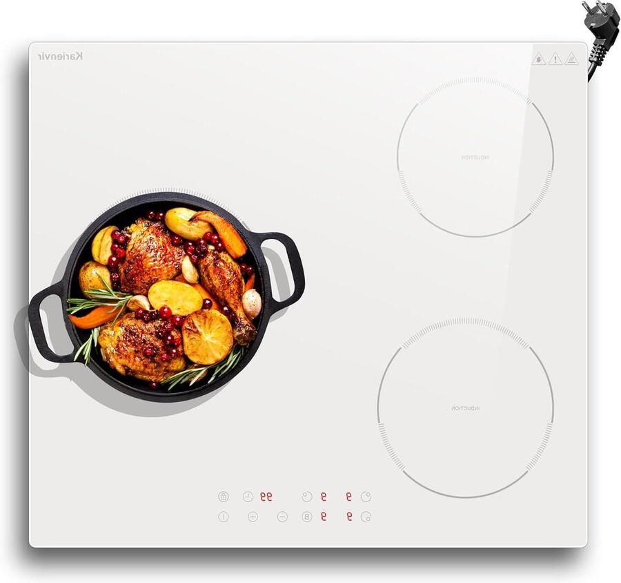 Inductiekookplaat Elektrisch fornuis Snel koken Touch bediening 60 cm Wit