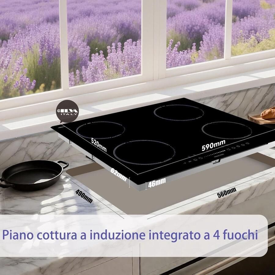 Inductiekookplaat Elektrisch fornuis Thuis koken Boost functie 59 cm Zwart