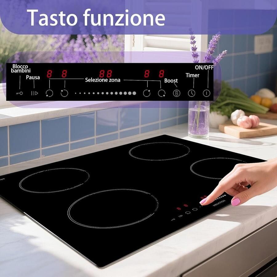 Inductiekookplaat Elektrisch fornuis Thuis koken Boost functie 59 cm Zwart