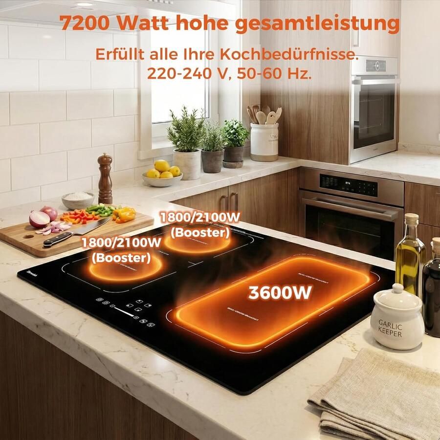 Inductiekookplaat Elektrisch fornuis Thuis koken Flexibele zones 60 cm Zwart
