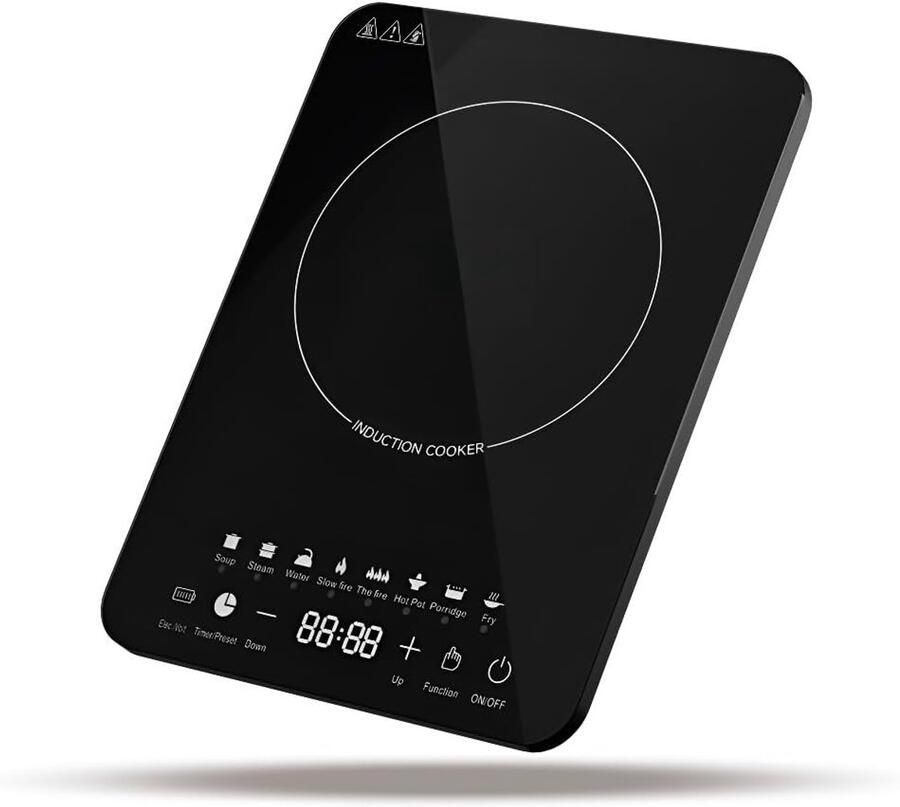 Inductiekookplaat Elektrisch fornuis Thuis koken Smart touch control Compact draagbaar Zwart
