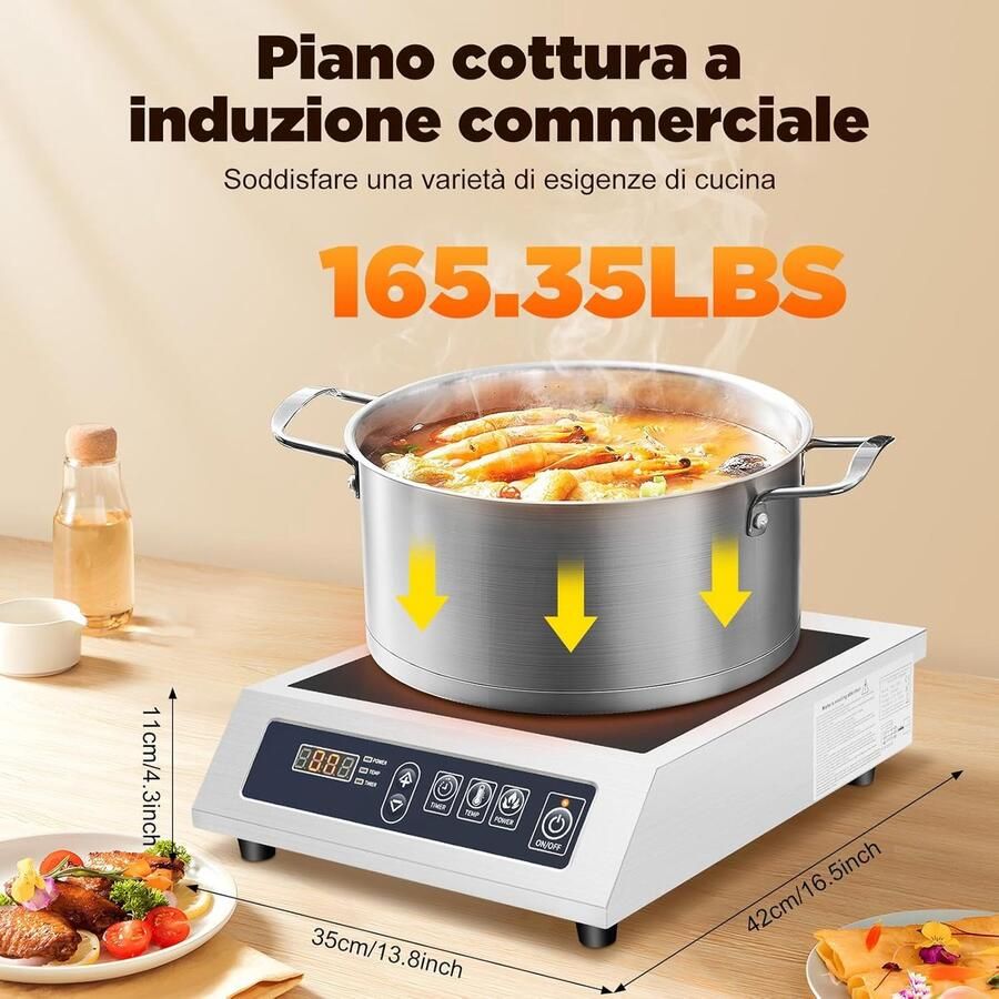 Inductiekookplaat Elektrische kookplaat Snel koken 3500W vermogen 35x42x11 cm Zwart