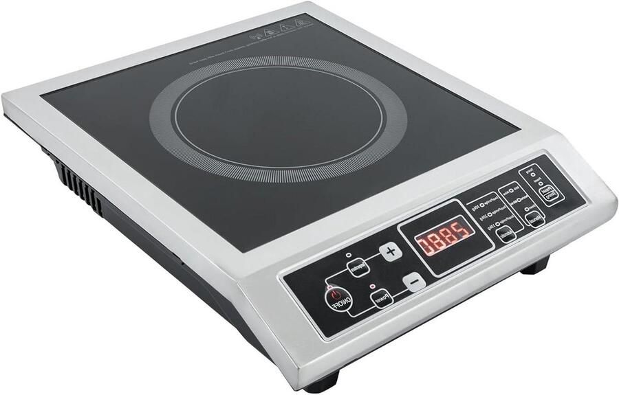 Inductiekookplaat Elektrische kookplaat Snel koken 8 standen temperatuurregeling 40 x 35 x 11 cm Zwart