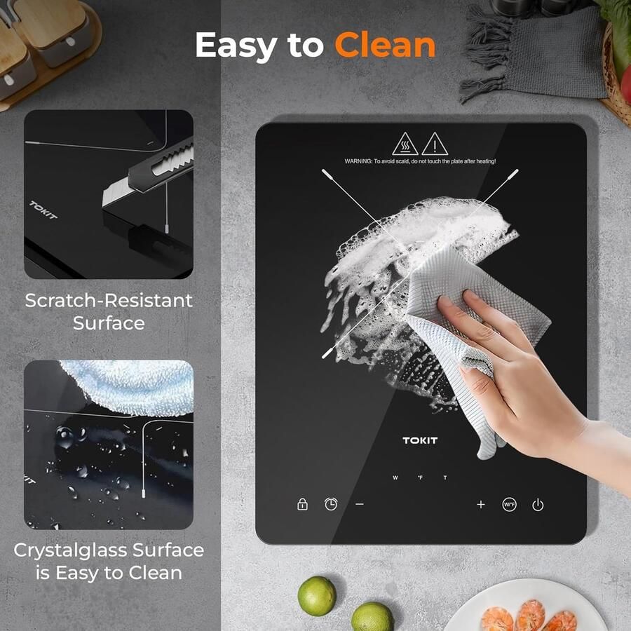 Inductiekookplaat Elektrische kookplaat Snel koken Ultradun ontwerp 2000 Watt Zwart