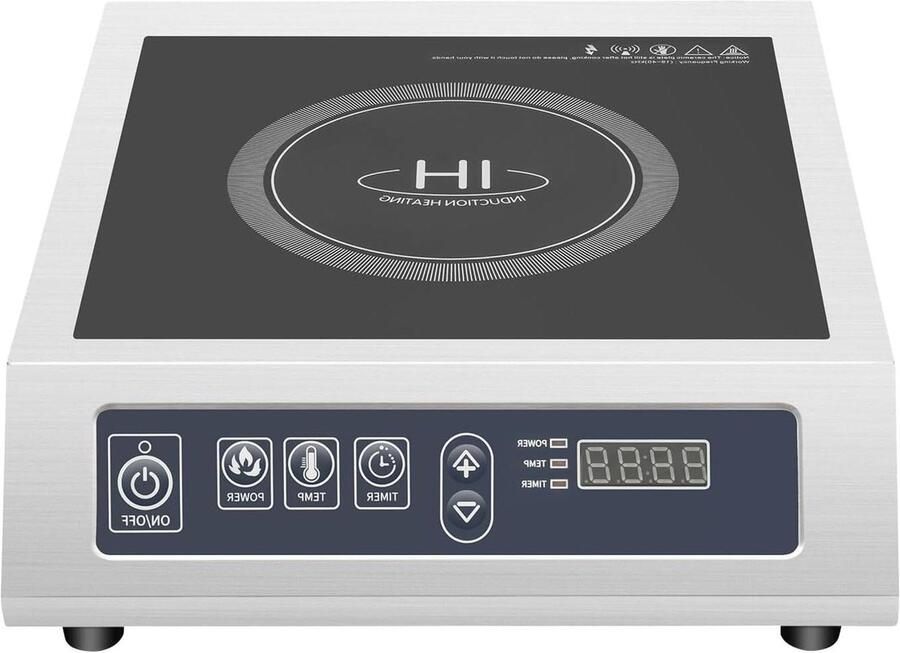 Inductiekookplaat Elektrische kookplaat Veilig koken Krachtige 3500W 35 x 42 cm Zilver zwart