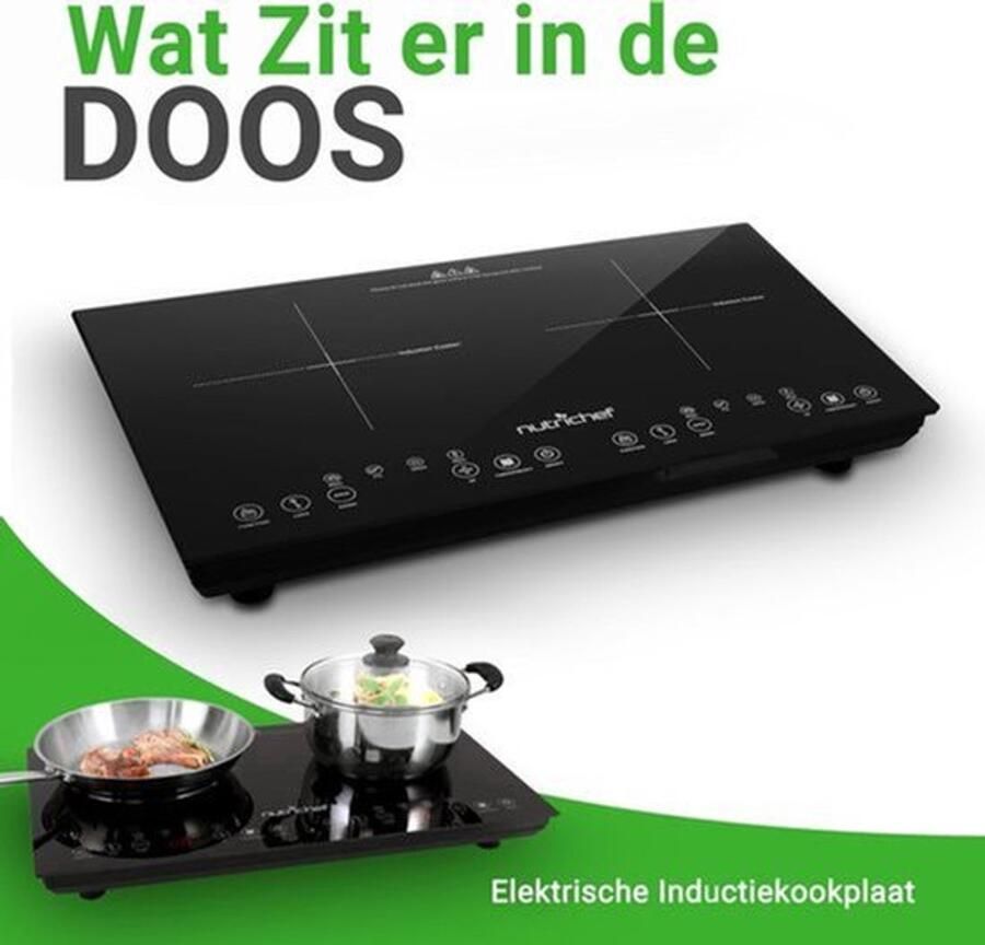 Inductiekookplaat – Elektrische Kookplaat – Vrijstaande Kookplaat – Draagbare Kookplaat – 2 Kookzones – Keramisch Glas – Kinderslot Veiligheid – 230V Aansluiting