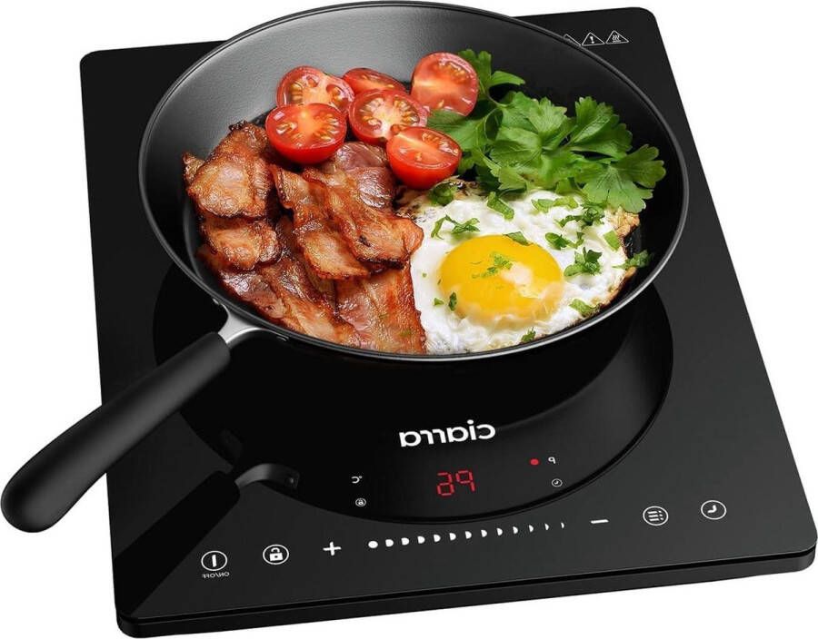 Inductiekookplaat enkel 2000 W touch-bediening 8 standen 8 temperatuurniveaus mobiel camping inductiekookplaat zwart