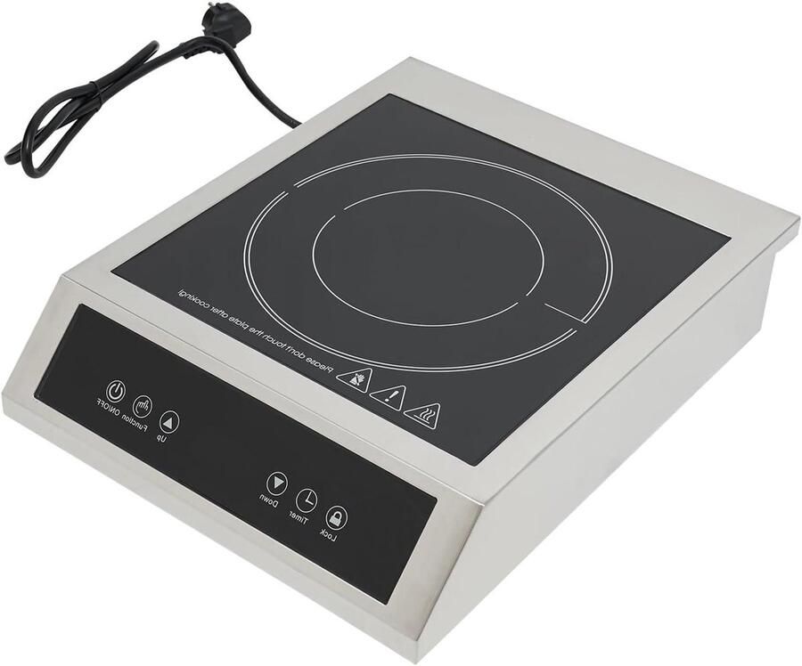 Inductiekookplaat Enkele Kookplaat Snel Koken 50 kg Draagvermogen 35 x 28 cm Zwart