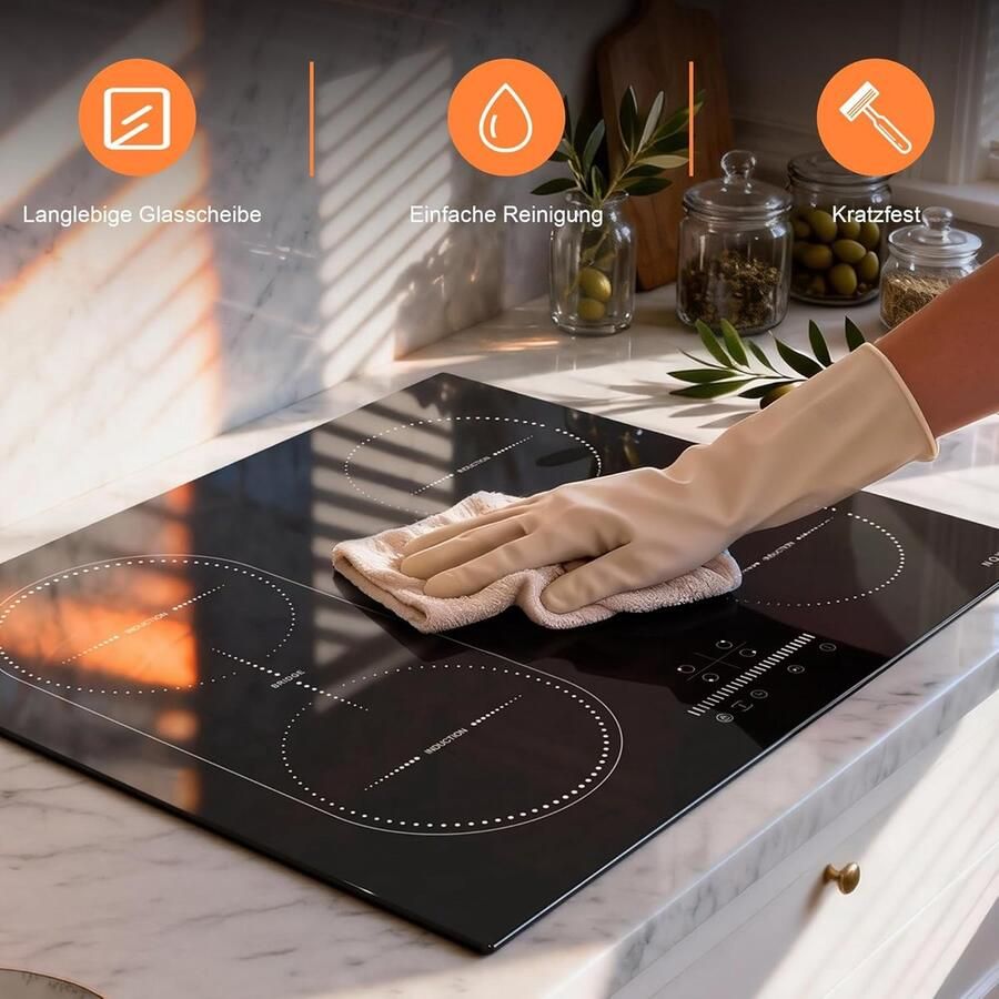 Inductiekookplaat Flexzones Kookplaat Snel Koken Energiezuinig Koken 60 cm Breed Zwart