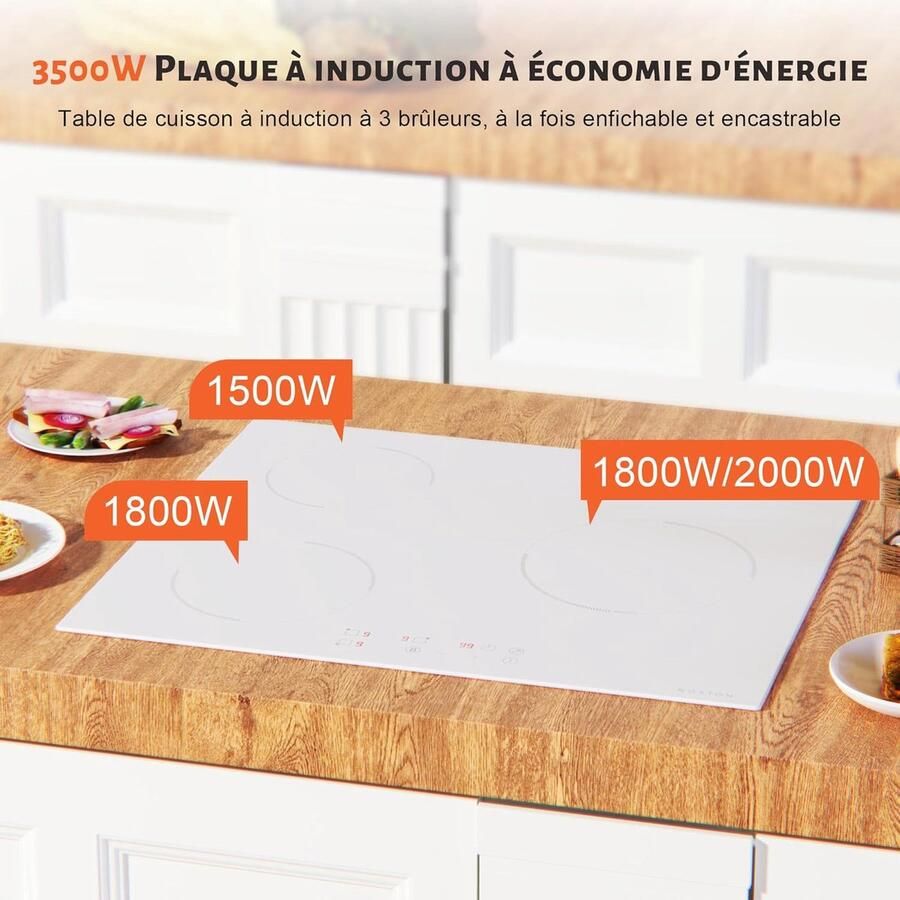 Inductiekookplaat Inbouw fornuis Koken en braden Power booster functie 60 cm Zwart