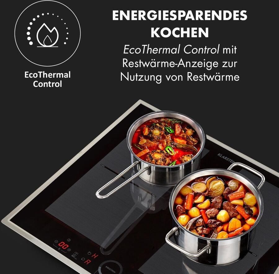 Inductiekookplaat Inbouw fornuis Snel koken Flexzones en booster 60 cm Zwart