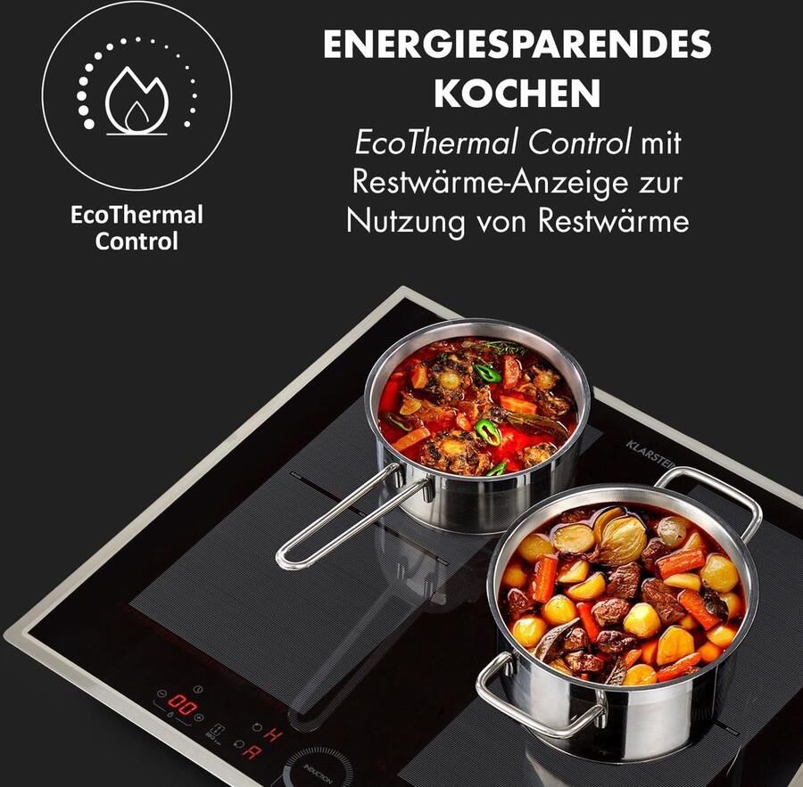 Inductiekookplaat Inbouw fornuis Snel koken Flexzones met panherkenning 60 cm Zwart