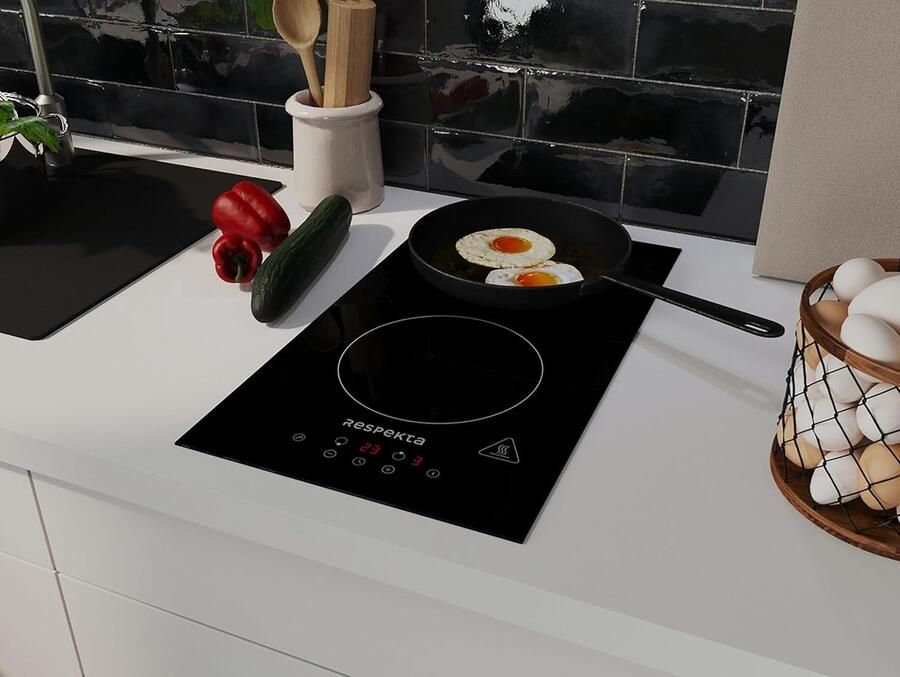 Inductiekookplaat Inbouw kookplaat Koken en Garen Touch Control 29 cm breed Zwart