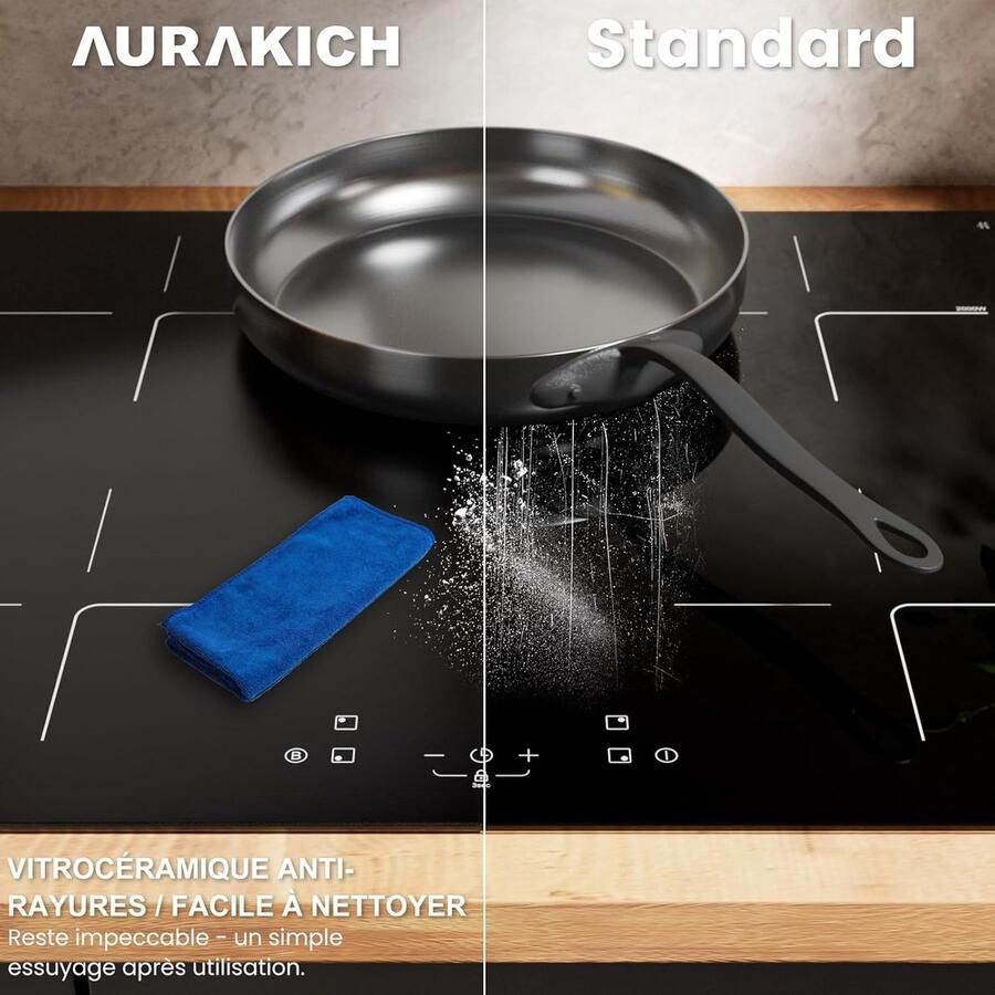 Inductiekookplaat Inbouw kookplaat Snel koken 4 zones met booster 60 cm Zwart