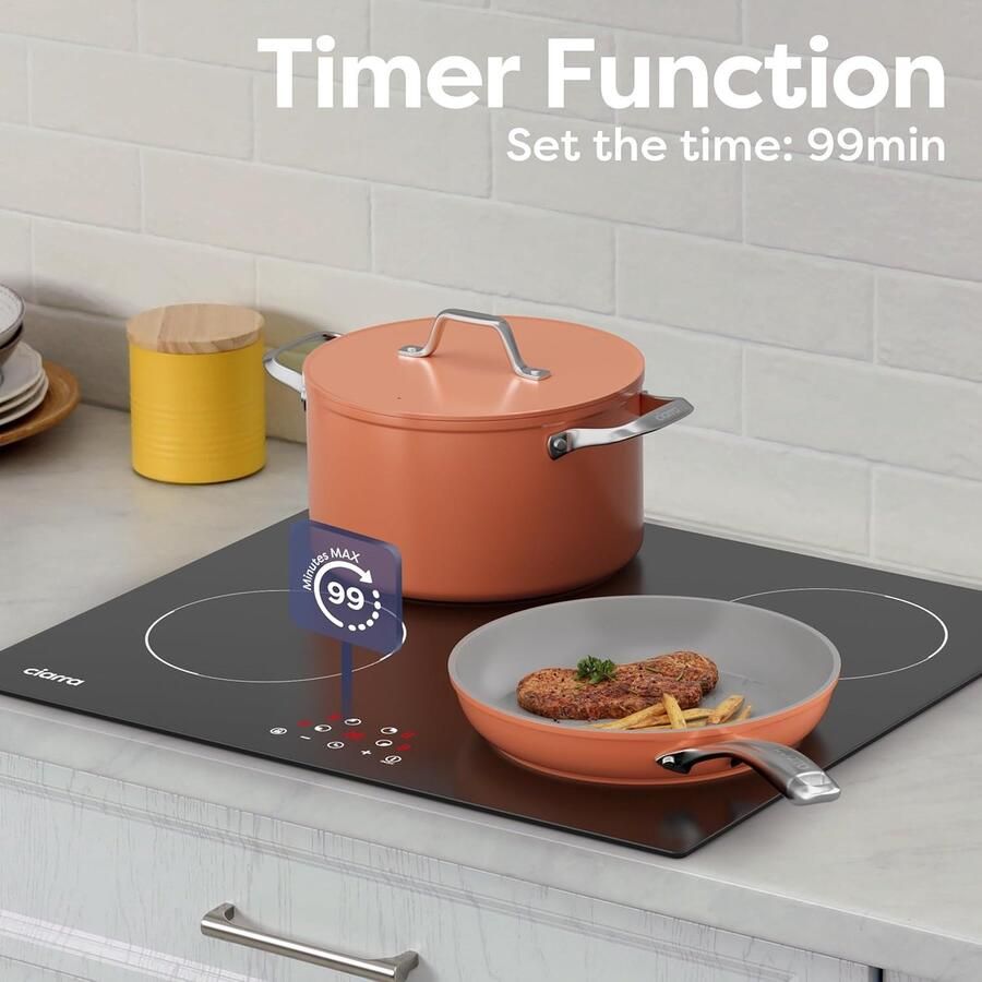 Inductiekookplaat Inbouw kookplaat Snel Koken Touch-bediening 60 cm 4 zones Zwart