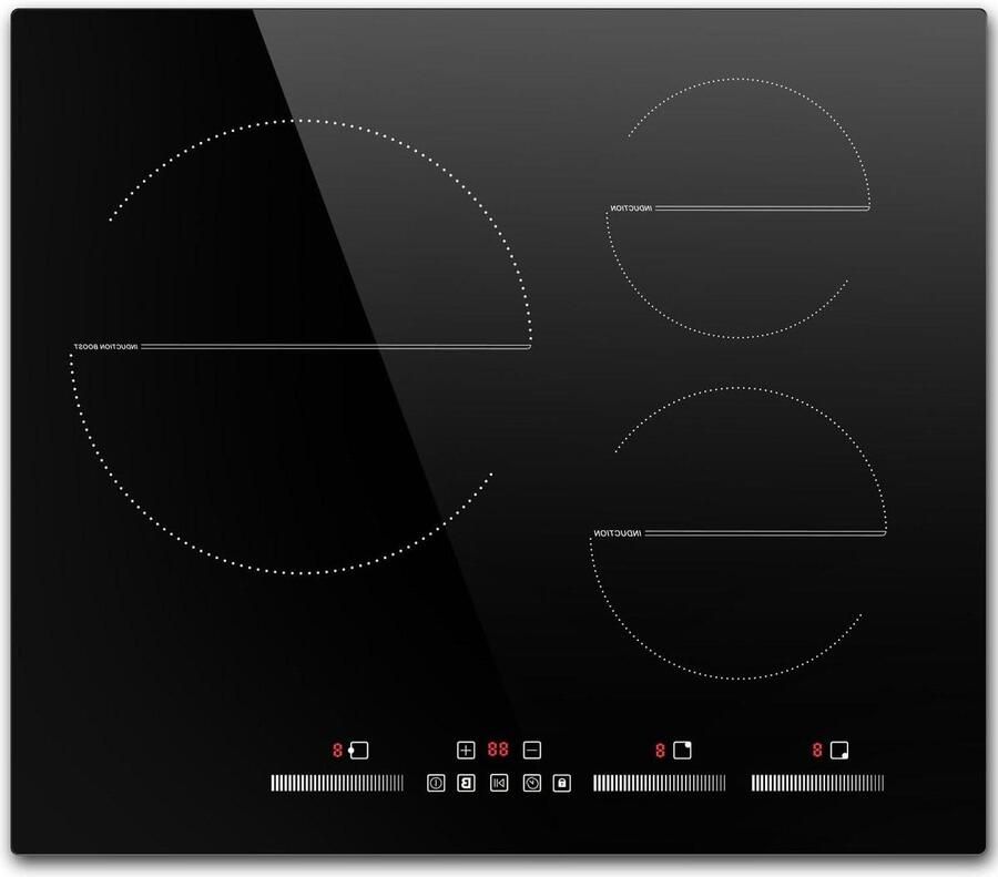 Inductiekookplaat Inbouw kookveld Snel Koken Grote Zone 28cm 60 cm Zwart
