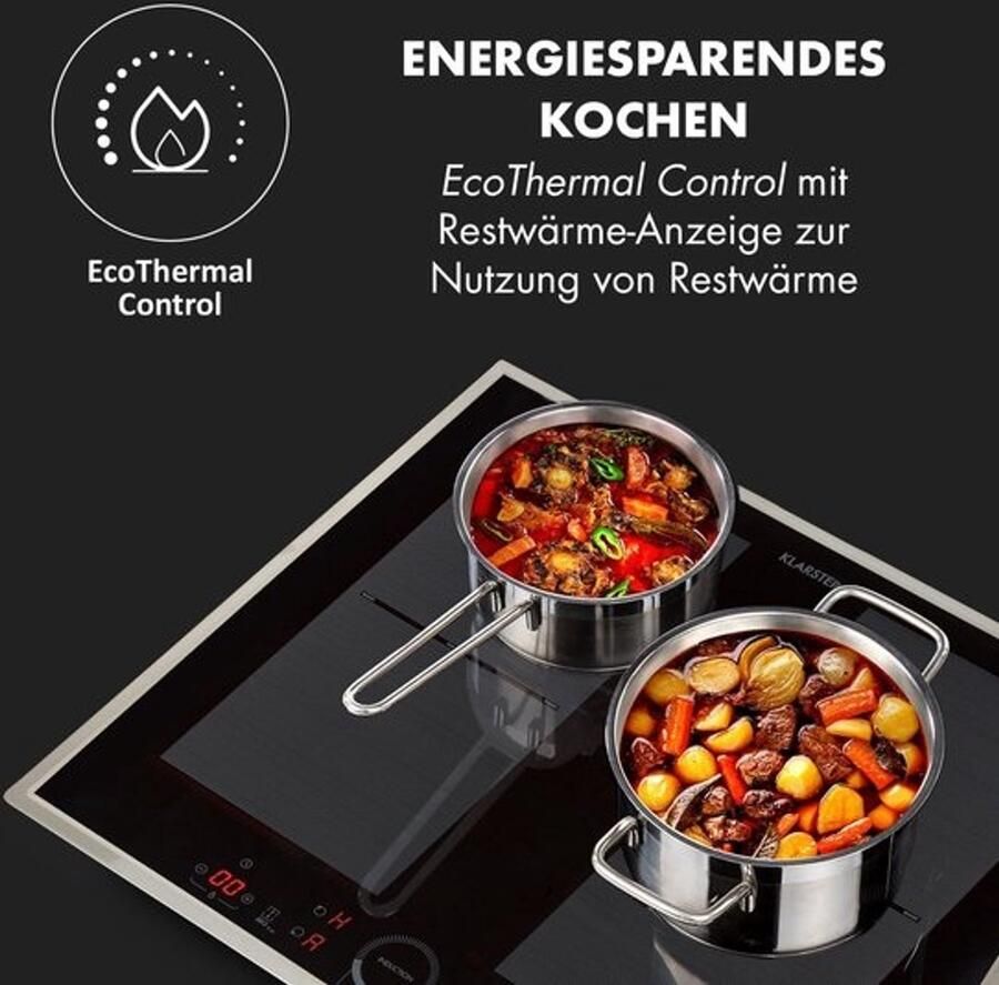 Inductiekookplaat Inbouwfornuis Snel koken Flexzones en booster 60 cm Zwart